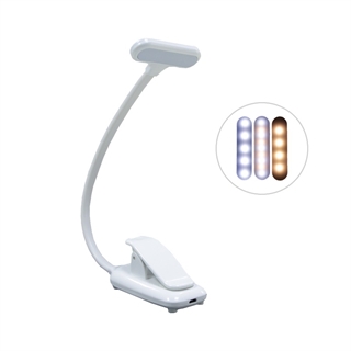 Genopladelig LED bordlampe med klemme - Hvid